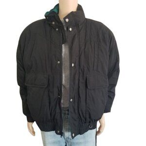 Outdoor Exchange Puffer Parka Jacket Down Black Hidden Rain Hood Mens Large